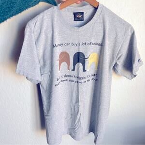 Y2k Prairie Mountain Pet Dog Tail Wiggle Gray Graphic Tee Shirt size medium M